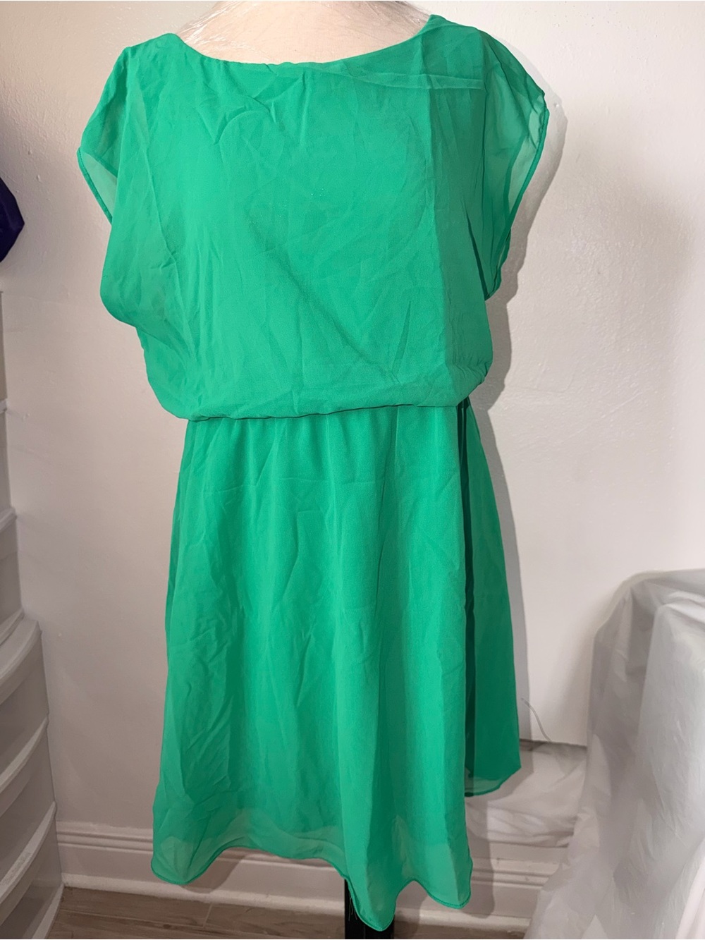 Fun & Flirt Emerald Green Chiffon Mini Dress